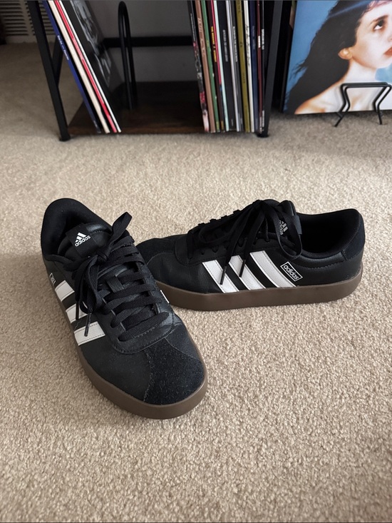 adidas Shoes - Women’s Adidas Black & White Low-Top Sneakers with Gum Sole.